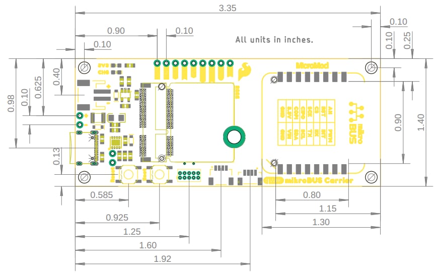 Mechanical Drawing - SparkFun MicroMod mikroBUS Starter Kit
